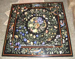 หินอ่อนสีดำฝังบนโต๊ะ pietra Dura ทำด้วยมือหินอ่อนขัดท็อปโต๊ะสำหรับตกแต่งบ้าน - Product Image 1