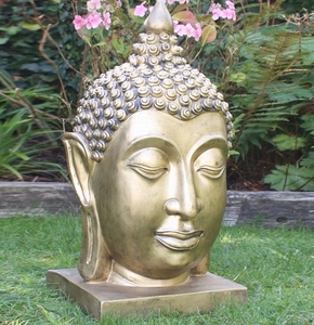 Grande sculpture de tête en bronze métallique, statue de tête de <span class=keywords><strong>Bouddha</strong></span> thaïlandais géante pour la décoration de jardin - Product Image 1