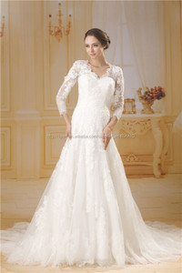 Elegante vestido largo de boda del <span class=keywords><strong>organza</strong></span> vaina de la <span class=keywords><strong>manga</strong></span> del tren con la espalda desnuda - Product Image 1