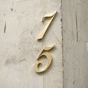 골드 호텔 방 표지판 작은 황동 숫자 아파트 문 번호 집 번호 기호
