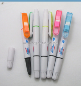 3 en 1 resaltador pluma con pegajoso notas etiqueta engomada de papel de resaltador multi-función pluma CH-6296