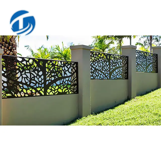 Panel pemotong Laser pagar taman logam dekoratif