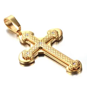 Roestvrij Staal Diamant Eenvoudige Christus Kruisbeeld Kleine Gouden Kruis Hanger