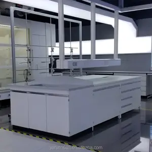 Bangku Lab dengan Rak Reagen Worktop Laminasi Tahan Kimia