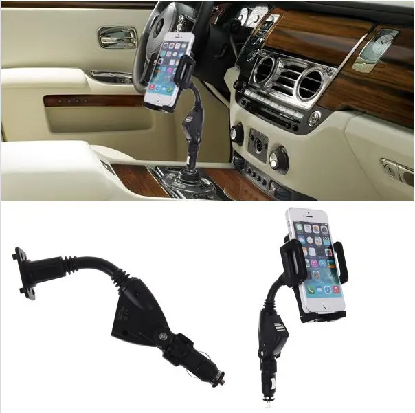 Car Phone Holder Universal Stander With Dual USB Cigarette Lighter for Mobile Phone / Smart Phone Holder