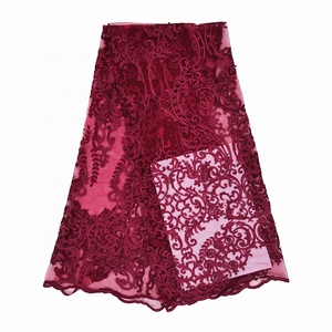<span class=keywords><strong>Tissu</strong></span> africain en dentelle brodée bordeaux, livraison gratuite, haut de gamme, bon marché - Product Image 1