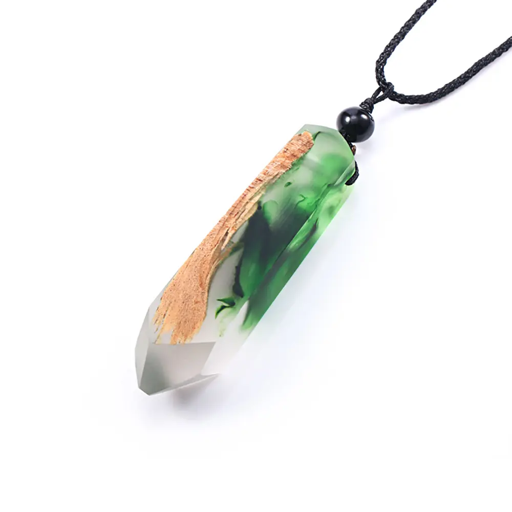 Kalung Resin Kayu untuk Wanita Perhiasan Resin Eco Lanskap Miniatur Kalung Kayu Bersalju Gunung Musim Dingin Hutan Rahasia