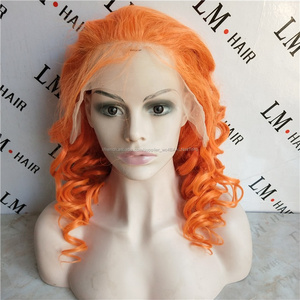Orange couleur Chaude vente <span class=keywords><strong>haie</strong></span> humains Brésiliens avant de lacet perruque vague lâche pour femme noire - Product Image 1