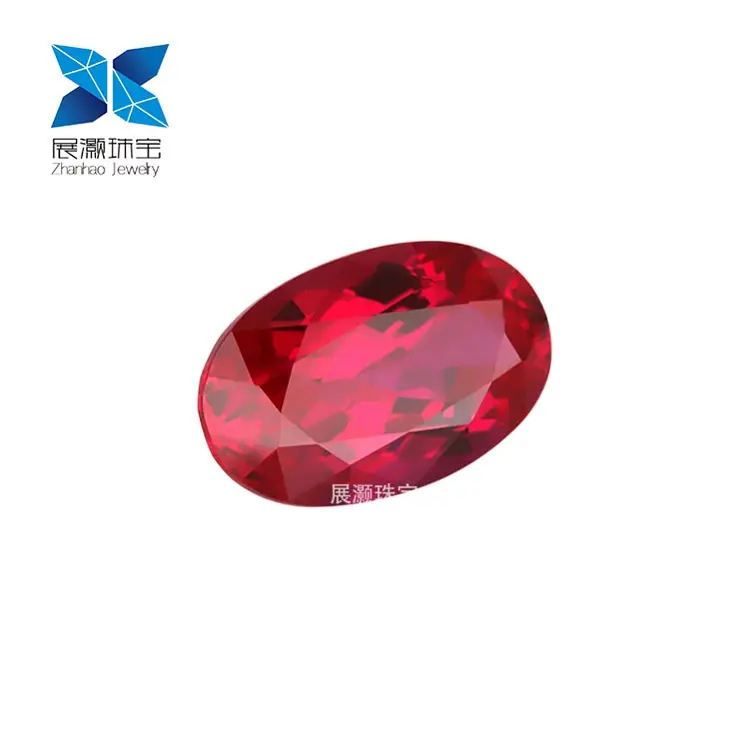 Zhanhao Jewelry oval cut reb corundum 9.0 mohs wax-losing hardness lab created synthetic ruby gemstone