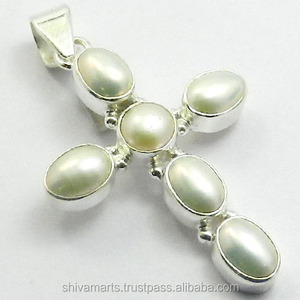Colgante de piedras preciosas de perlas naturales de la mejor colección, joyería fina de Plata de Ley 925, colgantes y dijes, collar cruzado - Product Image 2