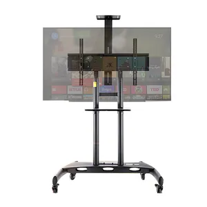 TV Cart Stand Monitor Mount Bracket with DVD Player Shelf for 55-80 Inch Screen Size