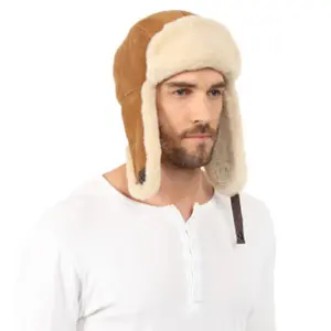 Fashion Real Lamb Fur Winter Animal Fur Hat Shearling Men Suede Hats