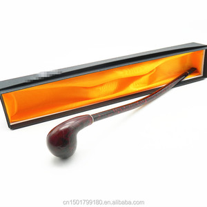 EKJ-705L Length 410MM Red Color Flowers Carved <strong>Wooden</strong> Smoking <strong>Pipes</strong> Solid Wood <strong>Long</strong> Tobacco <strong>Pipes</strong> Wholesale