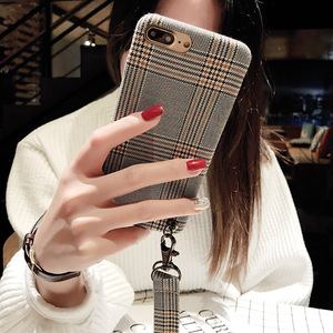 Venta caliente de lujo rejilla celosía tela lanyard <span class=keywords><strong>tel</strong></span>éfono celular caso para el iPhone x 8 8 más 7 7 más 6 6 Más - Product Image 3