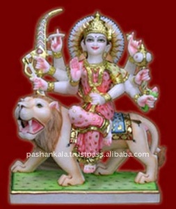 Estatua de mármol Durga Maa, estatua sentado sobre León - Product Image 1