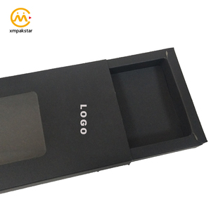 Tùy chỉnh dập logo Đen kraft giấy ngăn kéo quà tặng bao bì cổ <span class=keywords><strong>Tie</strong></span> hộp với cửa sổ - Product Image 4