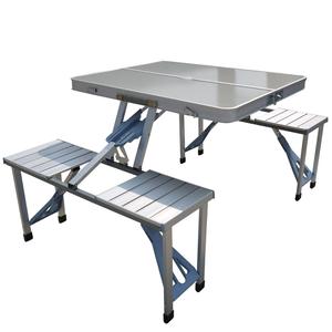 4 Person Aluminum Portable Folding Picnic <strong>Table</strong> <strong>and</strong> <strong>Chair</strong> <strong>Set</strong> With Umbrella Hole