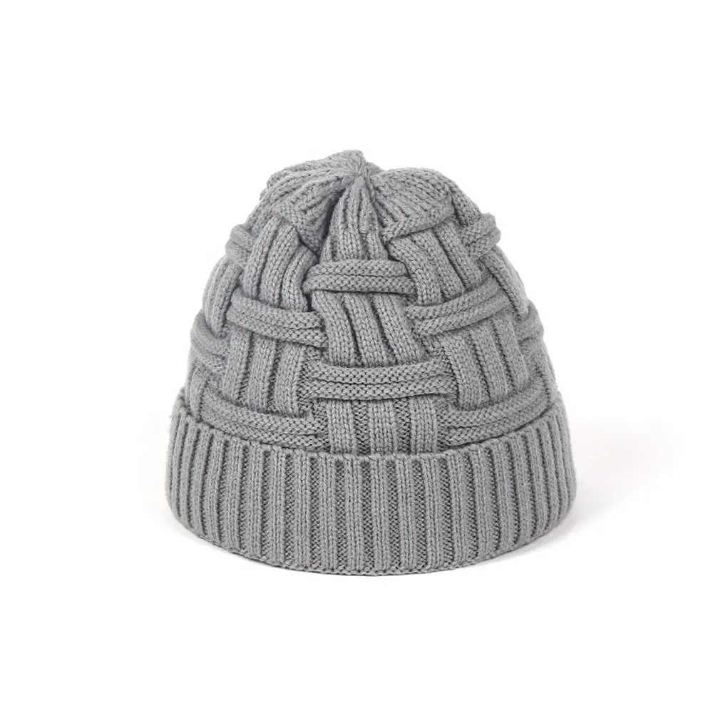 New Selling Grey Mens Beanie Knit Crochet hat Simple Design Outdoor Hat From Manufacturer