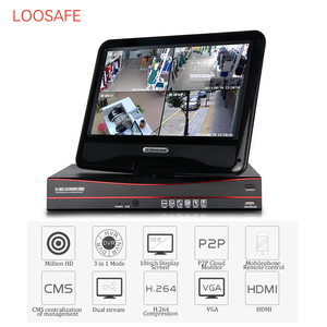 LOOSAFE 3 in 1 Home 4 Channels Internet 2mp H.264 10 Inch Cctv Monitor Display <strong>Dvr</strong> 4ch P2P Cloud