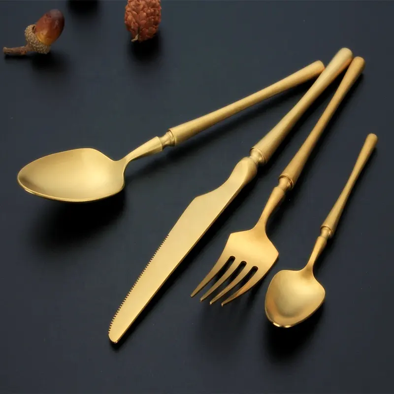 antique gold silverware set stainless steel 304 metal knife fork spoon