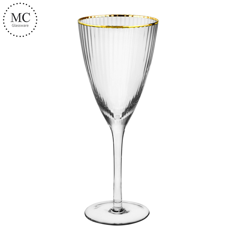 Gold Rim Stem Handmade lead-free Crystal Wine Glass Unique Stemware Glasses Large Goblet