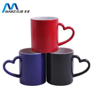 Maieksub 11oz sublimation mug heart shape ceramic mug black Color Changing coffee Mug