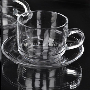 Tazza di <span class=keywords><strong>vetro</strong></span> di <span class=keywords><strong>caffè</strong></span> di alta qualità e <span class=keywords><strong>piattino</strong></span> set personalizzato logo tea glass <span class=keywords><strong>con</strong></span> manico bicchieri - Product Image 1