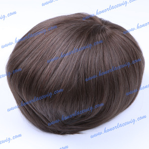 Base de encaje suizo HT12 con borde de PU en <span class=keywords><strong>color</strong></span> marrón <span class=keywords><strong>ceniza</strong></span>. # 7TCB Peluca de pelo natural liso de 15 cm y 6 pulgadas de largo <span class=keywords><strong>para</strong></span> <span class=keywords><strong>hombre</strong></span>, estilo libre - Product Image 3