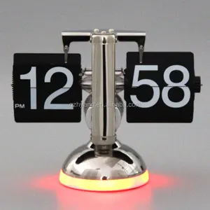Metall Retro Flip Tisch uhr mit Sounds teuerung LED Tisch lampe mit Uhr