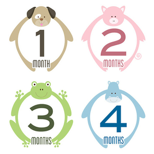 Pegatinas de hito mensual para bebé-diseño Simple de animales lindos para niña y niño-de 1 a 12 meses-pegatinas de hito-mono Elep - Product Image 2