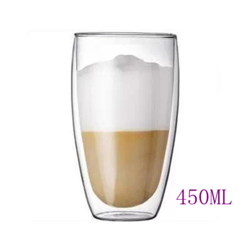 12oz Double Wall Glass Borosilicate Cup Clear Coffee Tea Mug Cups