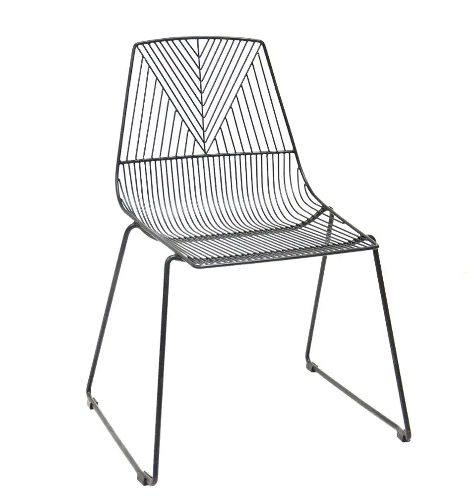 Marco negro para exteriores, resistente al agua, alambre de Metal, silla de comedor apilable, gran oferta, 2019
