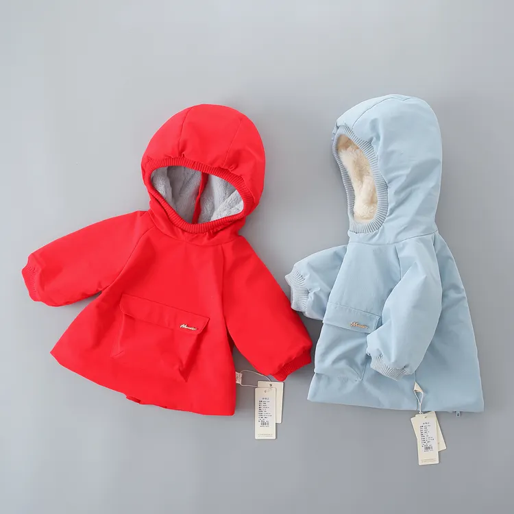 Wholesale Children's red&light blue winter princess lovely coat baby girl clothes