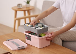 蓋とハンドル付き家庭用プラスチック薬オーガナイザー収納ボックスピルボックス浴室薬キャビネット - Product Image 4