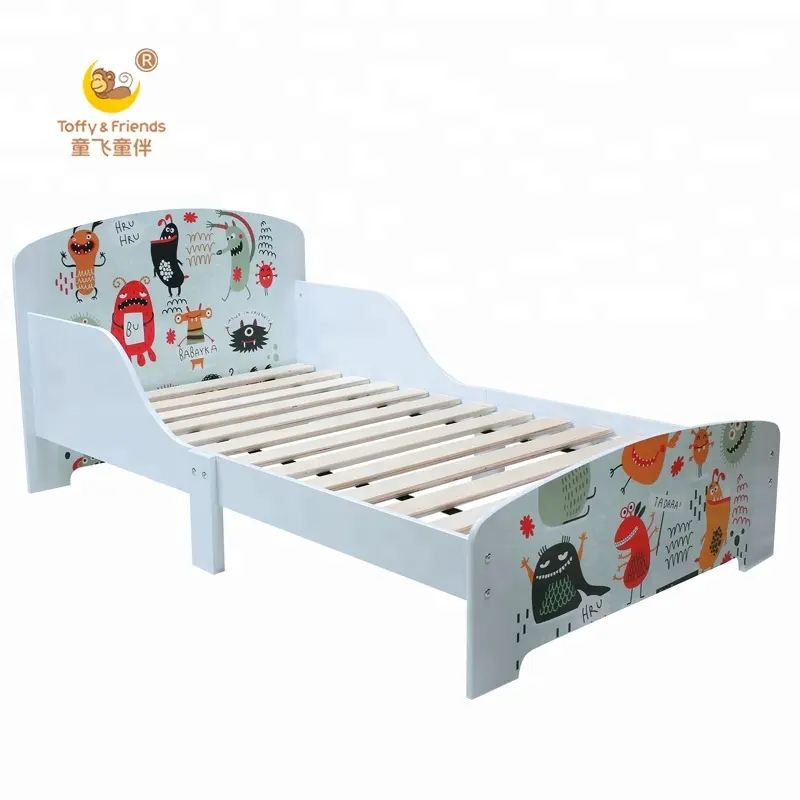 Toffy & friends cama de madeira para crianças, cama infantil na cor azul claro