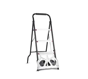 3 Step Ladder Hand Truck 2-in-1 Aluminum Folding Stool Ladder Heavy Duty Portable Dolly