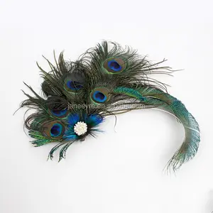 Элегантная заколка для волос с павлиньими перьями, Вуалетка, Шпилька со стразами для коктейльной вечеринки для девочек/женщин
