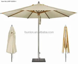 Strong Stainless Steel Combine Hardwood Beach Parasol Umbrella