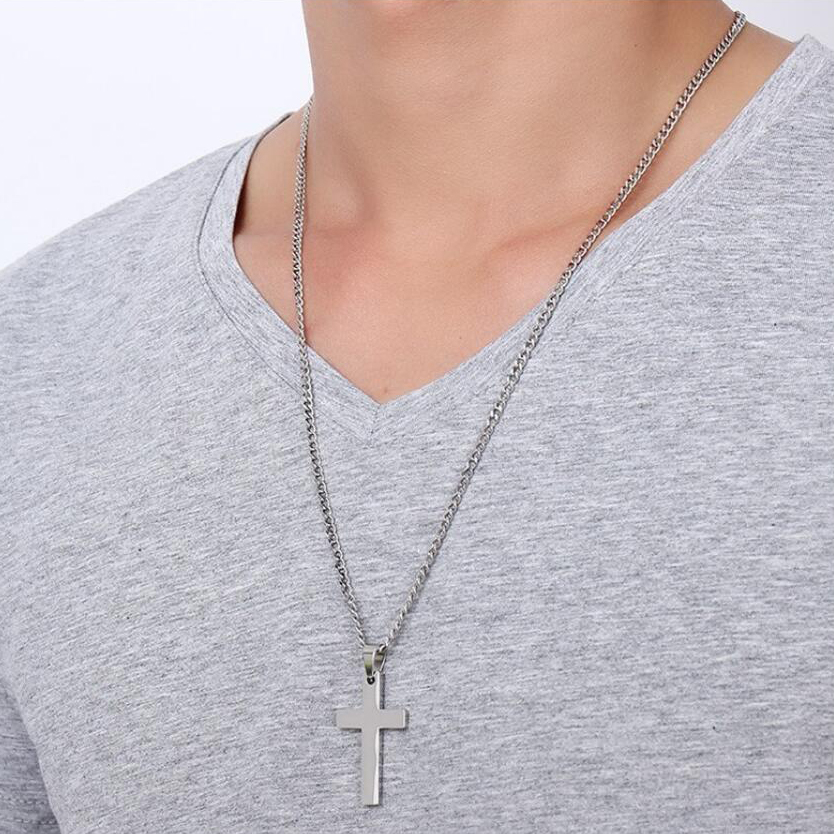 Cross Necklace - High Polished Stainless Steel Pendant