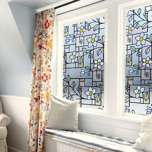 ملصقات للنوافذ بنماذج الزهور من الزجاج الملون، غشاء للنوافذ - Product Image 5