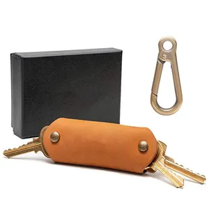 Lederen Sleutel Houder Smart Key Houder Organizer met Sleutelhanger voor maximaal 10 Toetsen