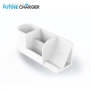 PU Leather desk pencil holder organizer pen holder with wireless charger