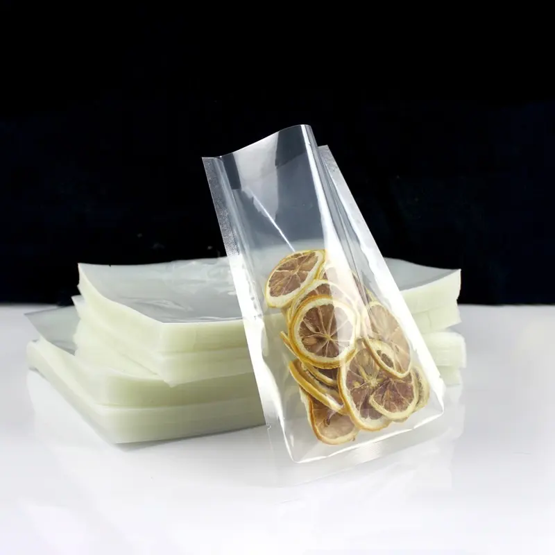 गर्मी सील स्पष्ट पारदर्शी प्लास्टिक 3 पक्ष आंसू निशान के साथ त्रिकोण सील वैक्यूम पैकेजिंग बैग saco congelados