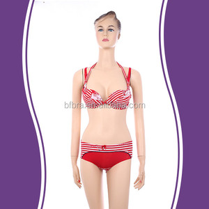 Venta al por mayor fábrica de nylon red stripe para mujer conjuntos de ropa interior hermosas - Product Image 1
