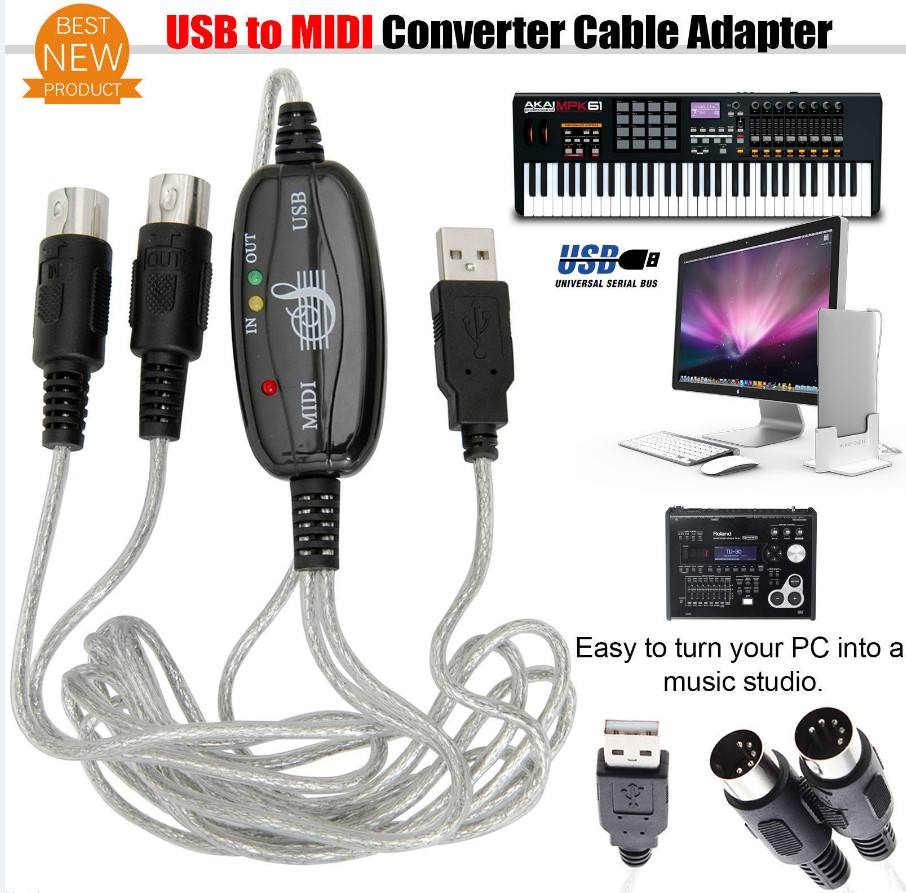 USB To MIDI Cable Converter 16 Channels PC To Synthesizer 2 In 1 MIDI Cord Adapt - Foto 3