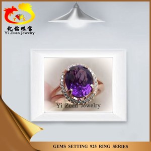 Alta calidad de brasil <span class=keywords><strong>cristal</strong></span> Natural 925 de plata amatista en bruto anillo - Product Image 2