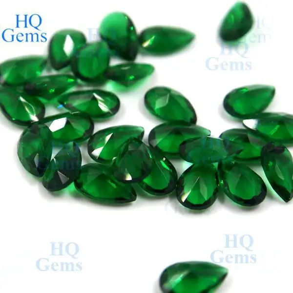 Loose Pear Mặt Tổng Hợp Emerald Nano Green Gem Tên