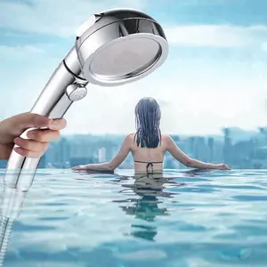 Đầy đủ chrome turbo tăng áp áp lực ba phun cài đặt massage spa có thể tháo rời đầu vòi hoa sen