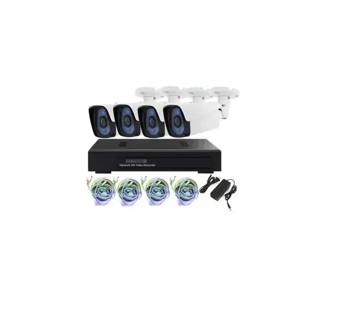 4-канальный комплект видеорегистратора POE, 2-мегапиксельная система видеонаблюдения POE с интеллектуальной и интеллектуальной IP-камерой