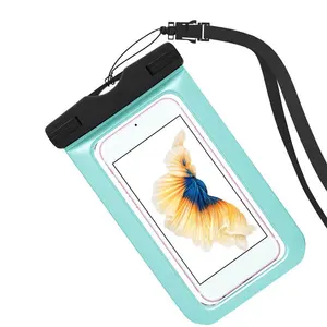 Outdoor mobile phone waterproof bag customized swimming cover TPU transparent case for touch screen